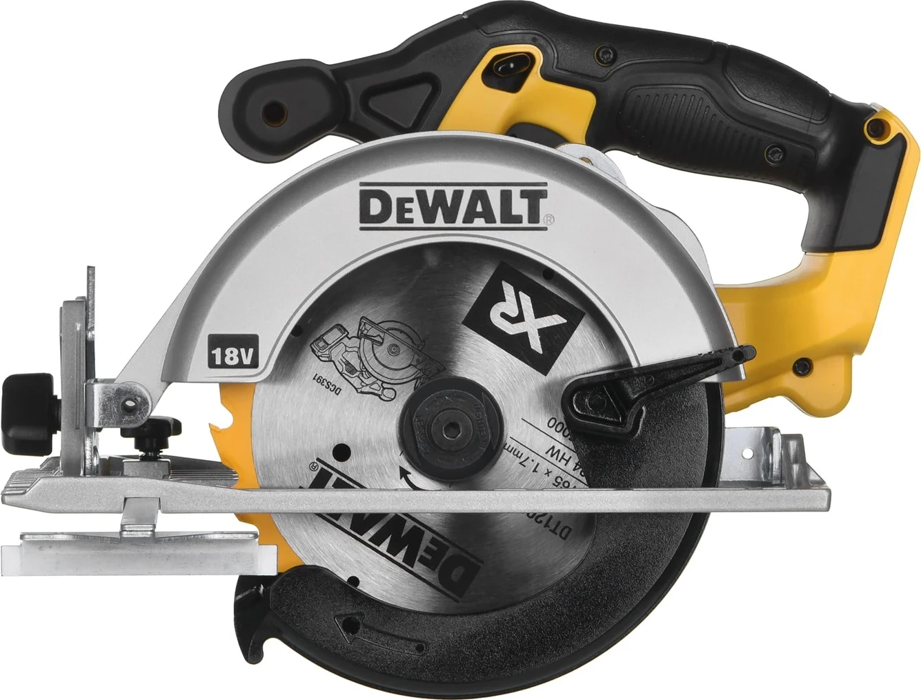 Sharrë rrethore DeWALT DCS391NT, e Zezë, Argjendtë, e Verdhe