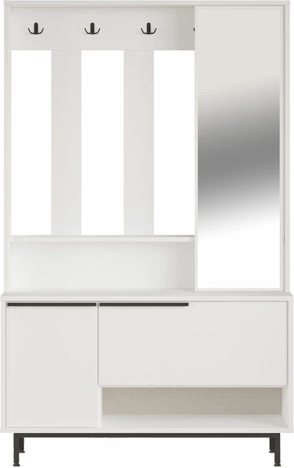 Mobilje hyrëse Zerbie, melaminë e bardhë-e zezë, 112x35.5x178cm