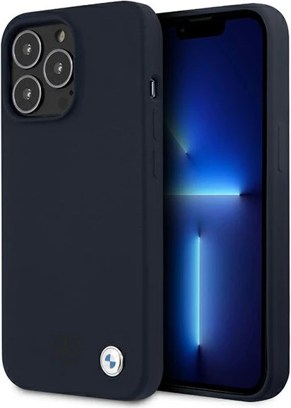 Mbështjellës BMW BMHCP13LSILNA për iPhone 13 Pro/13 6.1\" Hardcase silikoni Silicone Signature, blu navy, në kuti