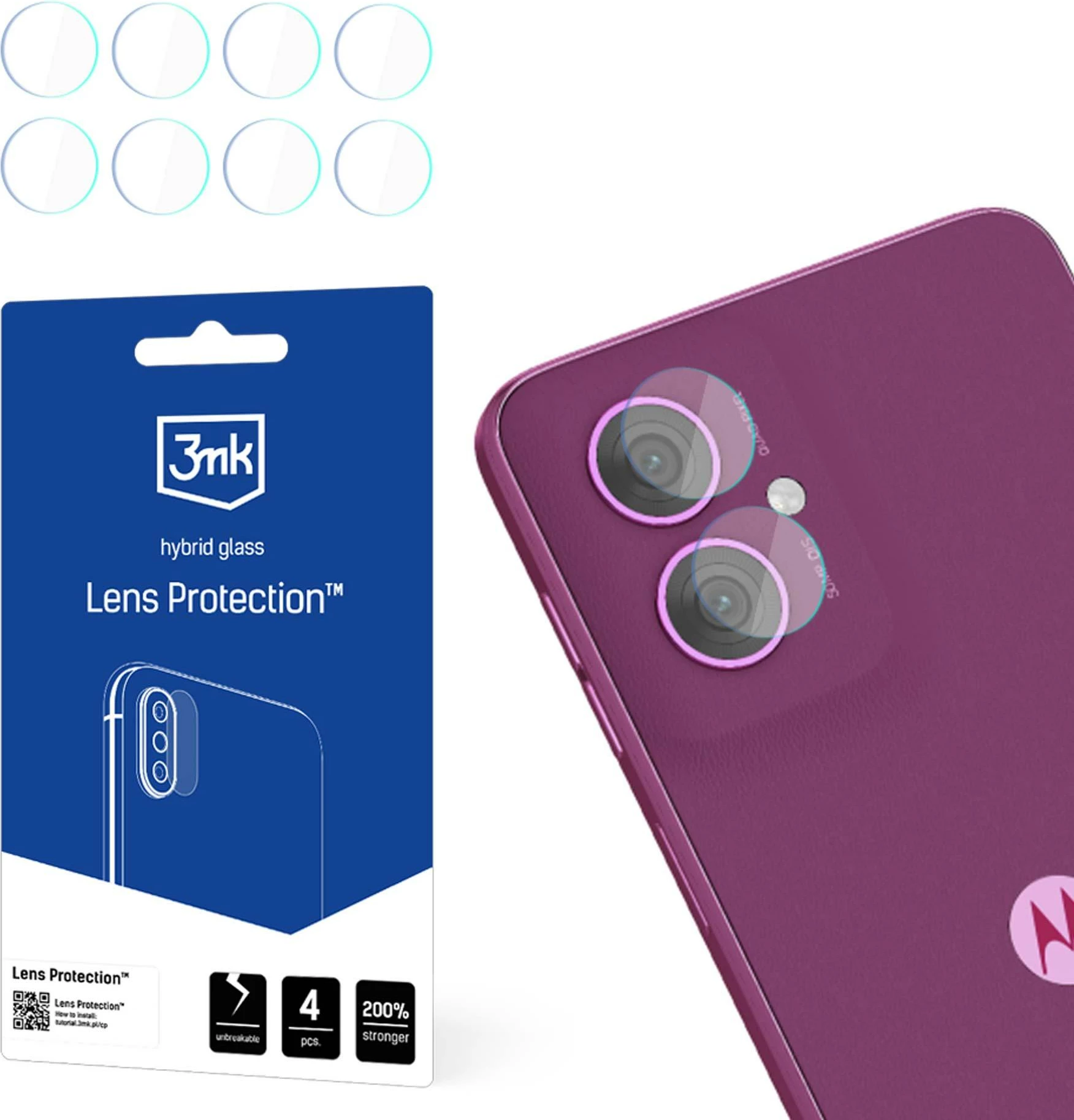 Mbrojtës xhami hibrid për kamera Motorola Moto G55 5G 3mk Protection, set