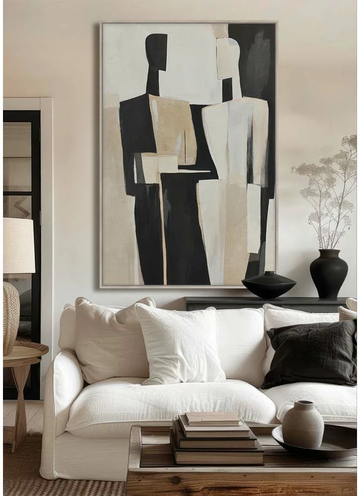 Pikturë dekorative Fading Faces me kornizë, kanavacë, bezhë e zezë, 80x120x4cm