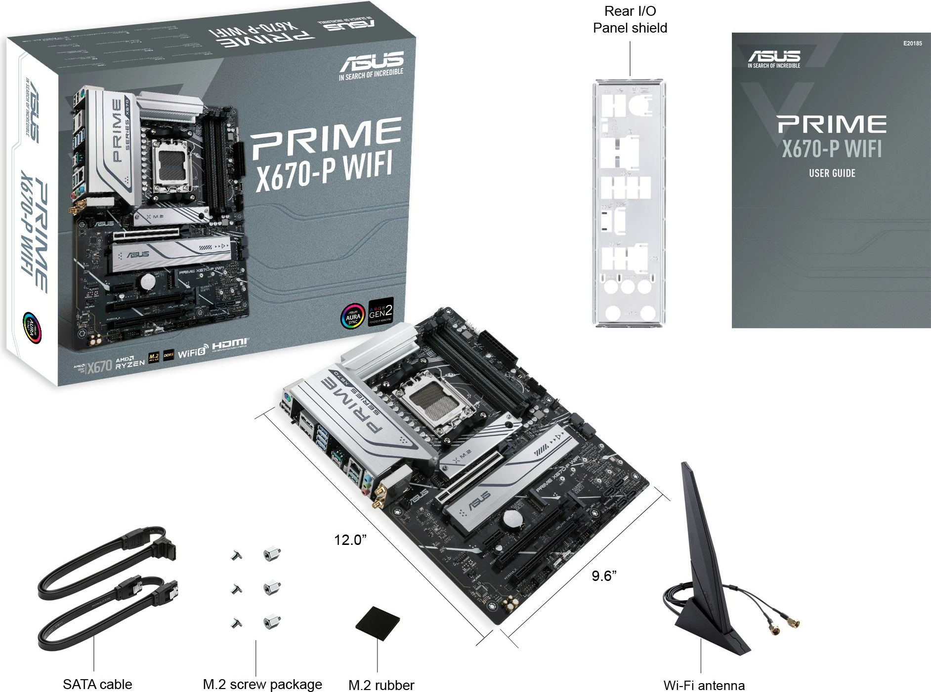 Pllakë amë ASUS PRIME X670-P WIFI, Socket AM5, DDR5-SDRAM, 128 GB, Dual-channel