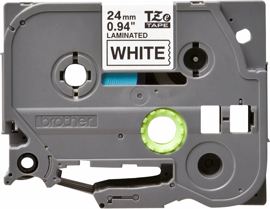 Kasetë etiketuese Brother TZe-S251, 24mm, tekst i zi mbi të bardhë, ngjitës i fortë, 8m
