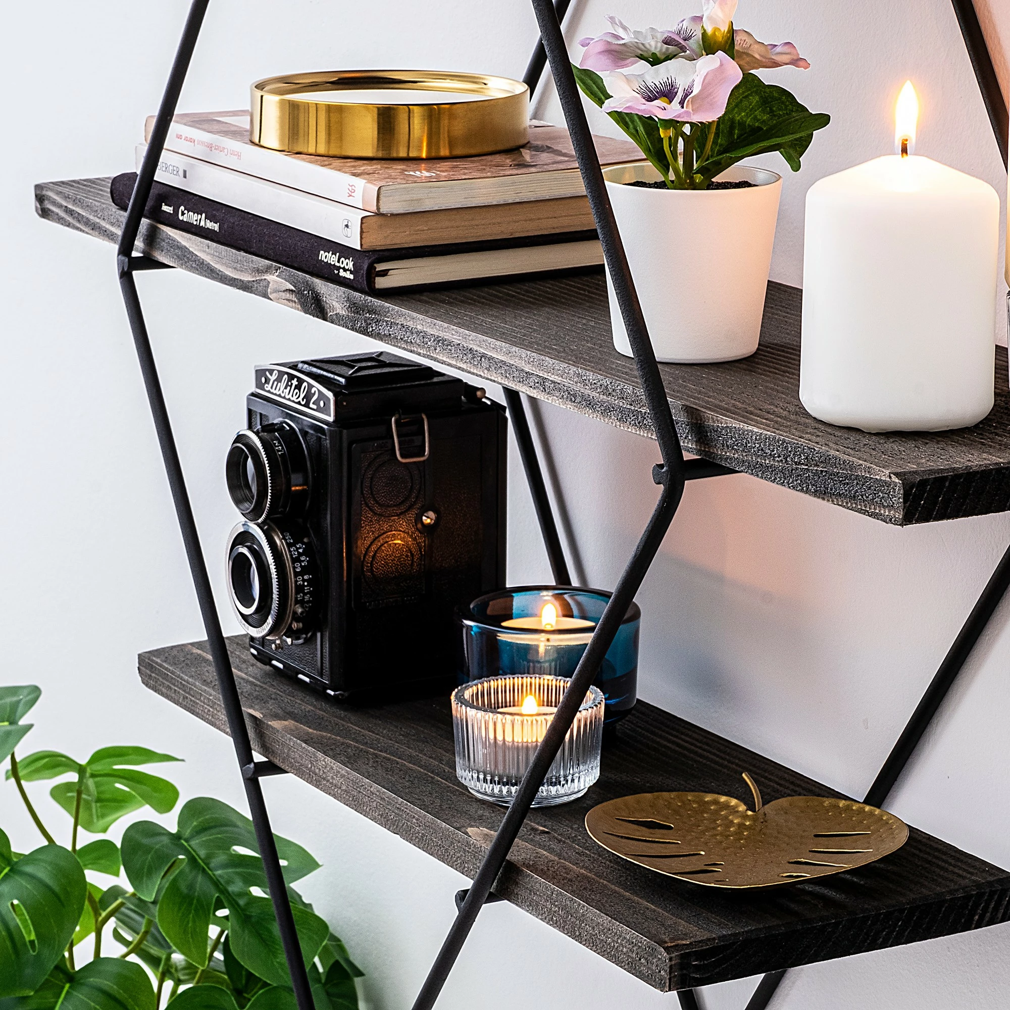 Raft muri modern, ngjyrë e zezë dhe arre, Erysimum