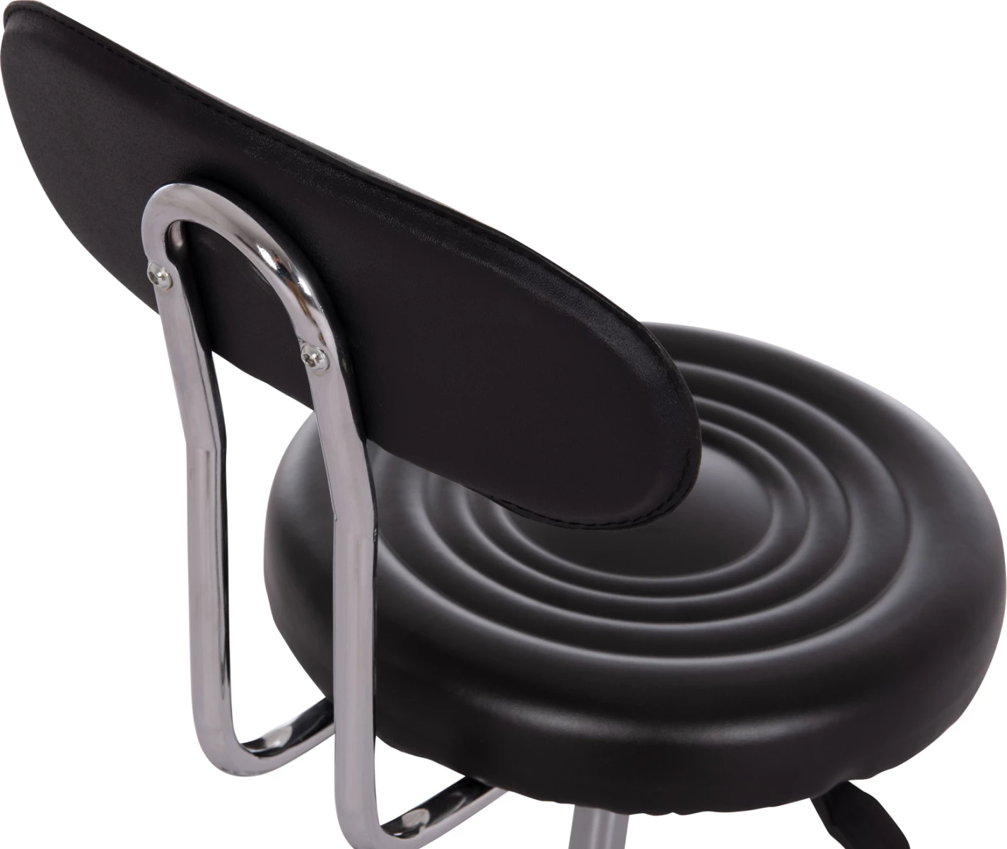 Stool rrotullues dizajneri për zyre IRIS FH211.21, lëkurë artificiale e zezë, 34x43x86.5cm, set prej 2 copash