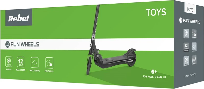 Trotinet elektrik Rebel FUN WHEELS, 100 W, 2 Ah, i bardhë
