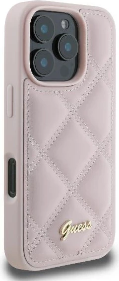 Mbështjellës Guess Quilted Metal për iPhone 16 Pro, Rozë