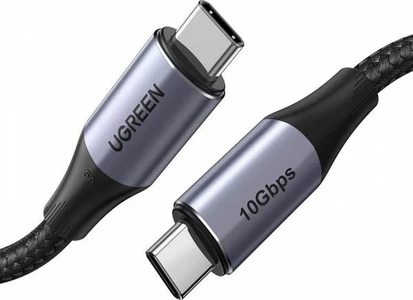 Kabllo USB-C–USB-C Ugreen US355 (UGR455BLK) 1 m 100W 10Gbps 4K/60Hz Gri
