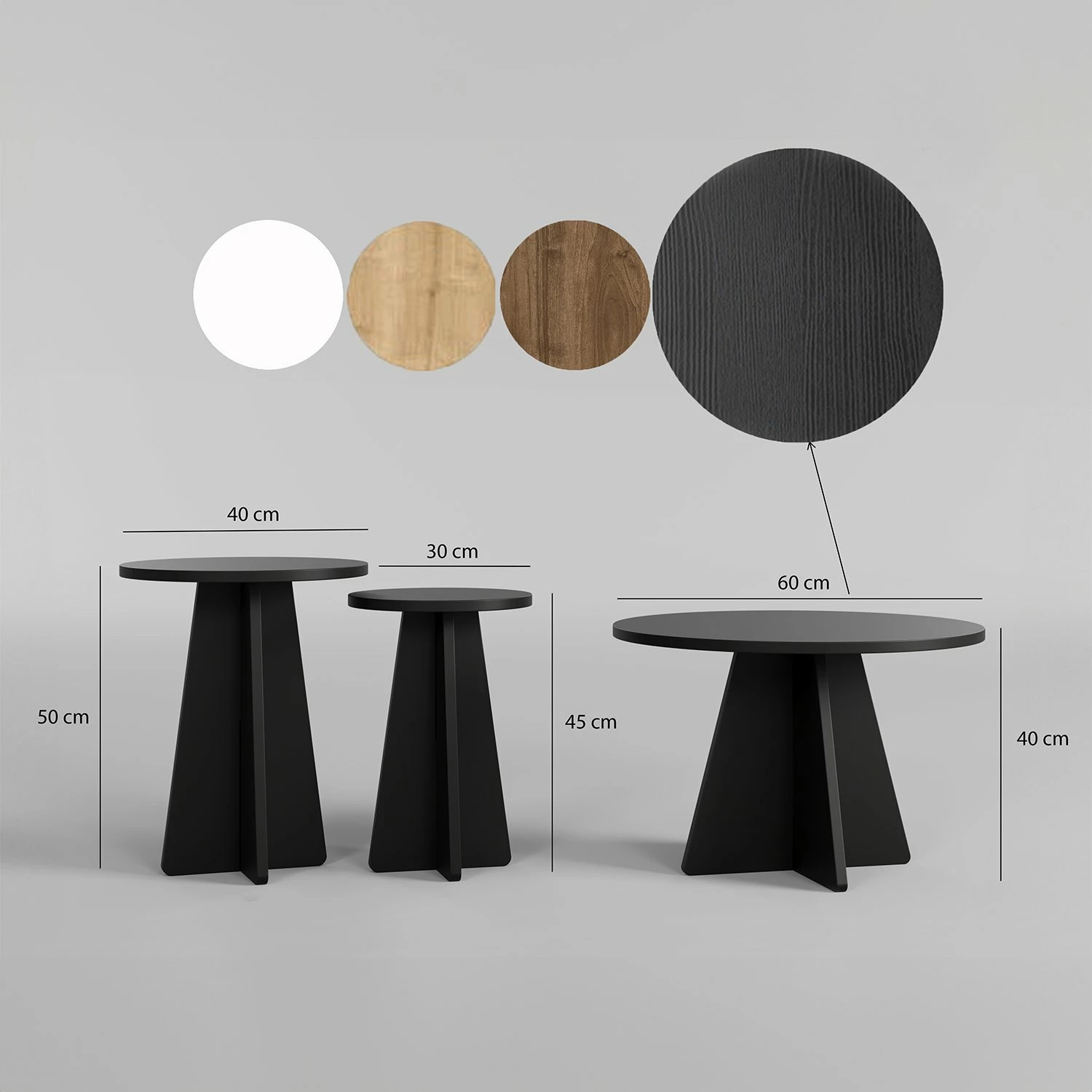 Set tavolinash kafeje Skye Decor, Mushroom 3, ngjyrë e zezë