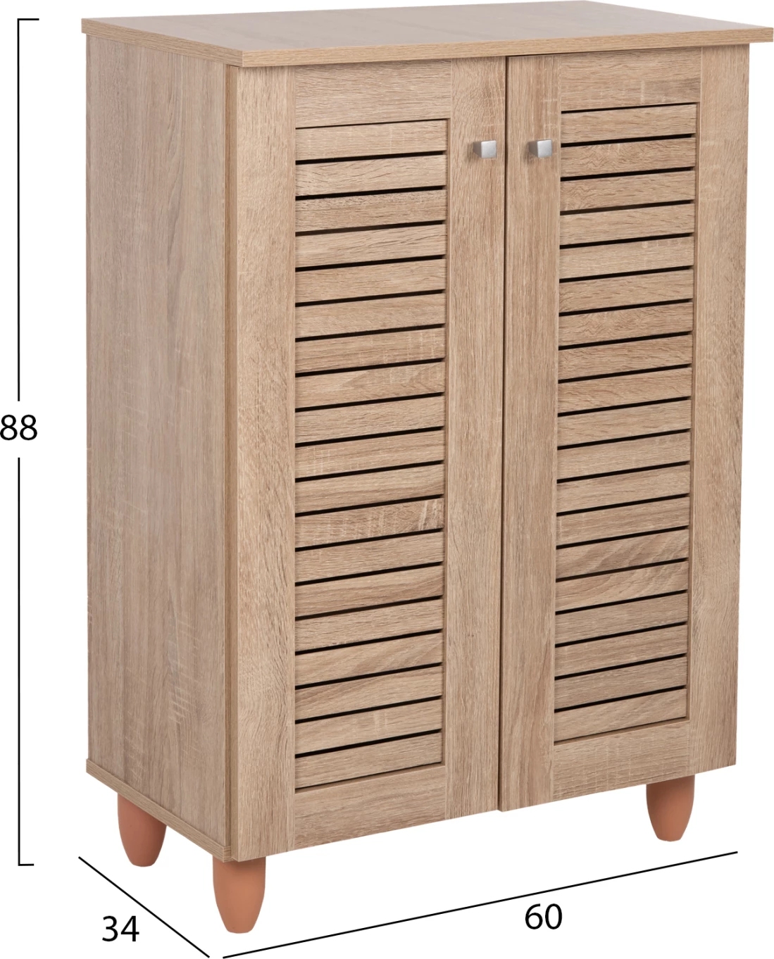 Dollap këpucësh PROLLY FH9608.02 melaminë ngjyrë Sonama-2 dyer-4 rafte 60x34x88Hcm