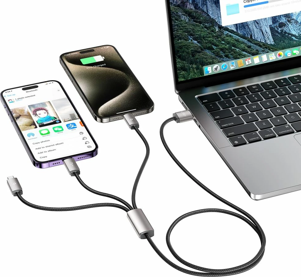 Kabllo 3-në-1 Tech-Protect UltraBoost, 1m, USB-A në Lightning/USB-C/Micro USB, Gri