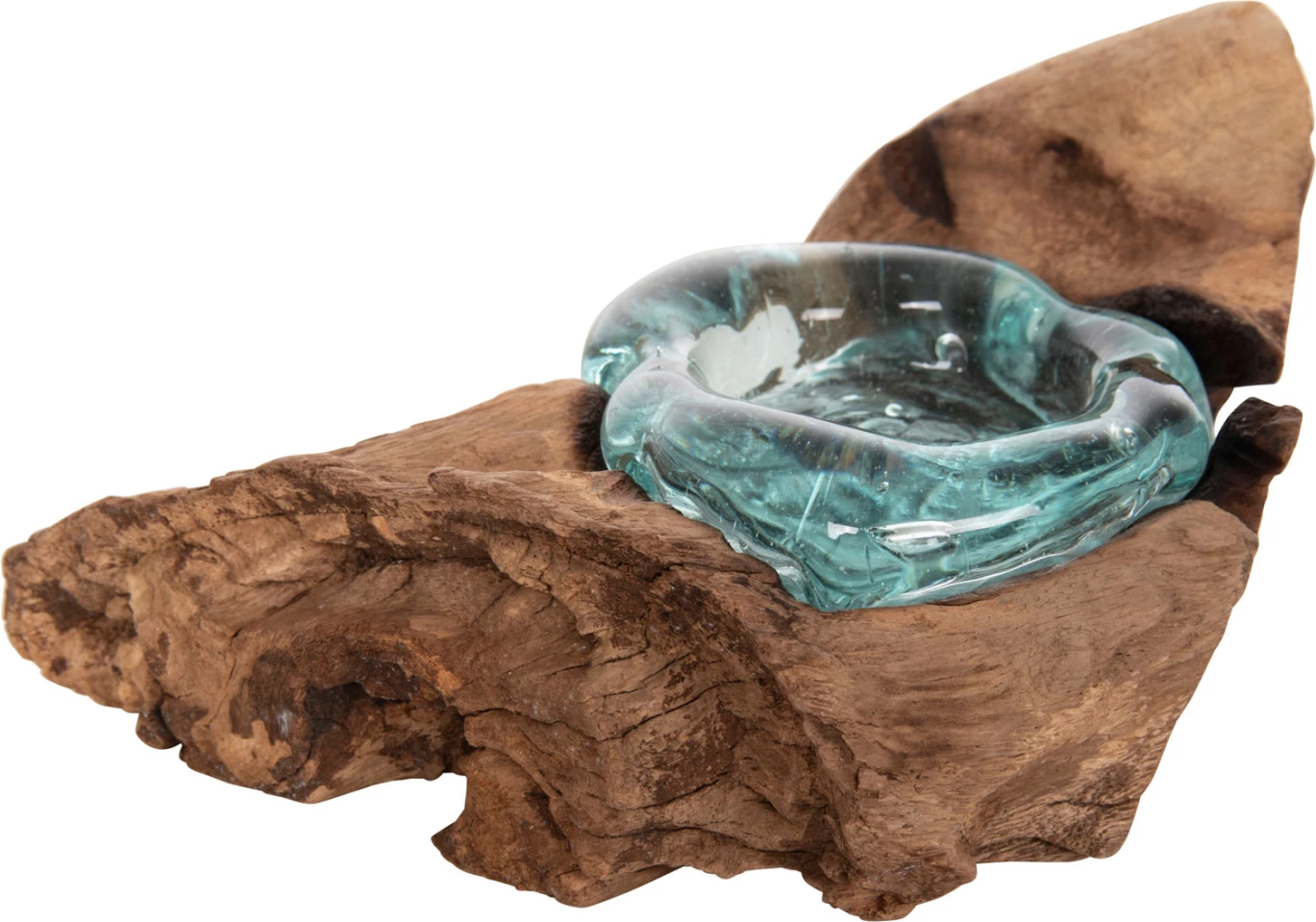 Dekor tavoline FH4283 bazë qiriri-1 vend-druri TEAK dhe qelq-natyral