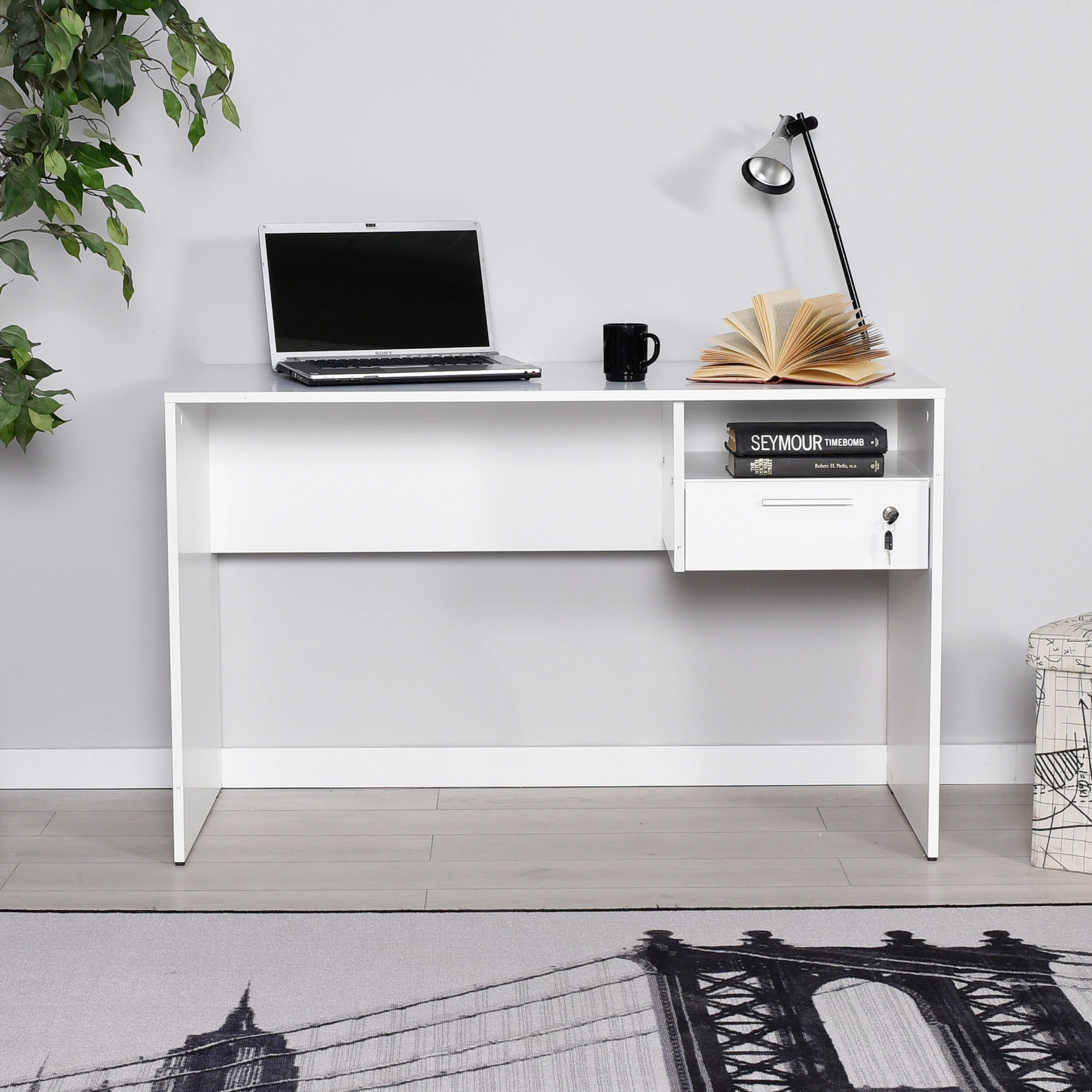 Tavolinë studimi Hanah Home, e bardhë, Cms-510-Dd-1