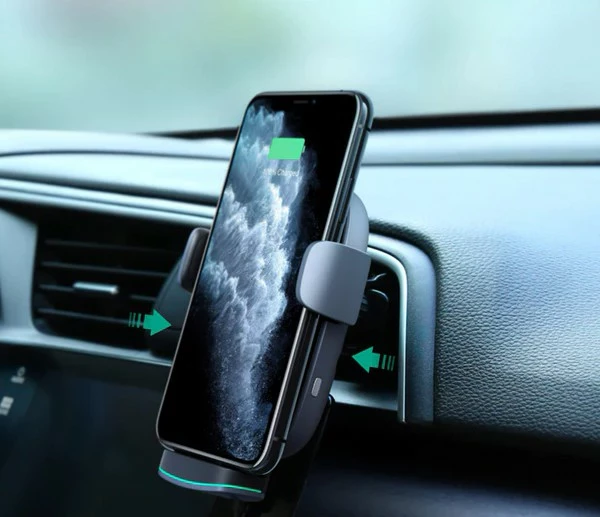 Mbajtës celulari AUKEY HD-C52 me karikues wireless Qi 10W, i zi