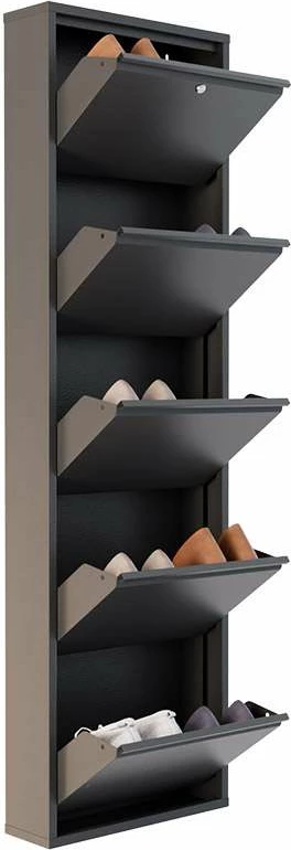 Dollap këpucësh metalik, 5 pjesë, ngjyrë antracit, Skye Decor