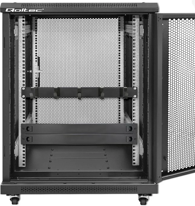 Organizues kabllosh për rack 19", Qoltec 54515, 1U, çelik, zi