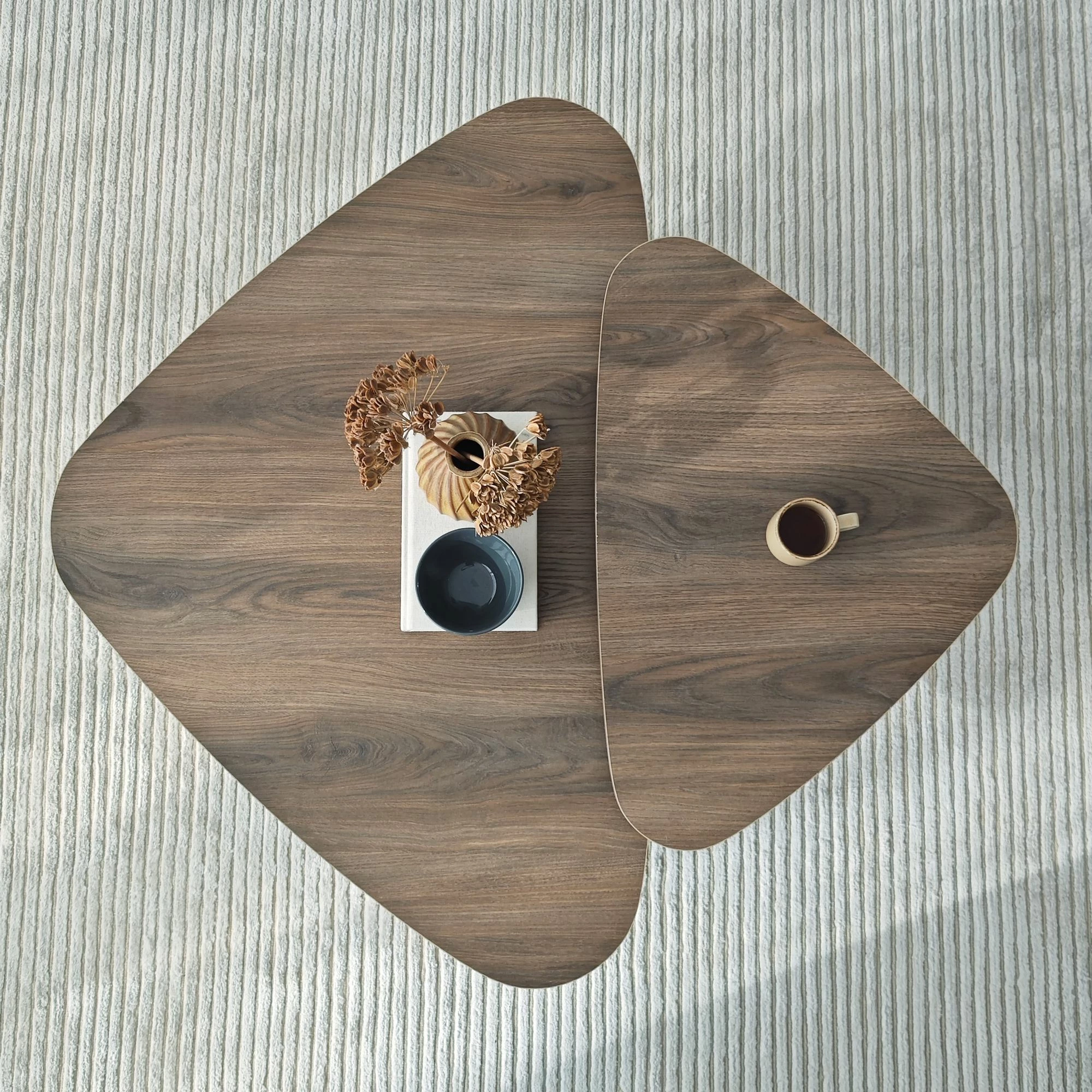 Set tavolinash kafeje Hanah Home, Ballare, ngjyrë arre