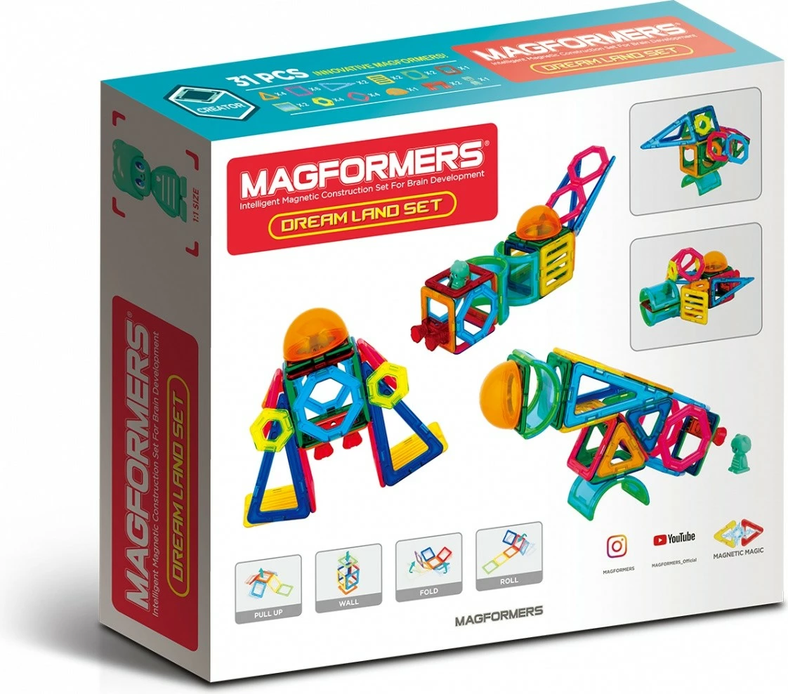 Set lodrash magnetike Magformers Drea Land, 31 pjesë, shumëngjyrëshe