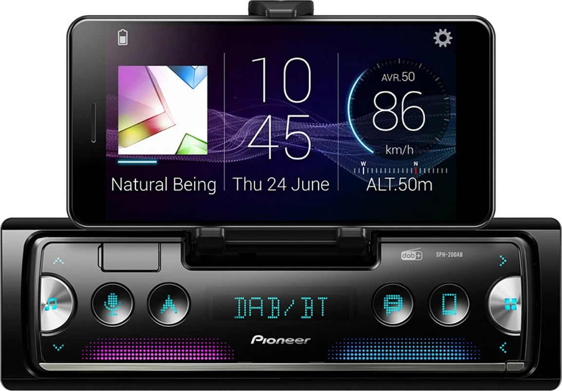 Radio veture Pioneer SPH-20DAB, DAB, Bluetooth, mbajtës telefoni, e zezë