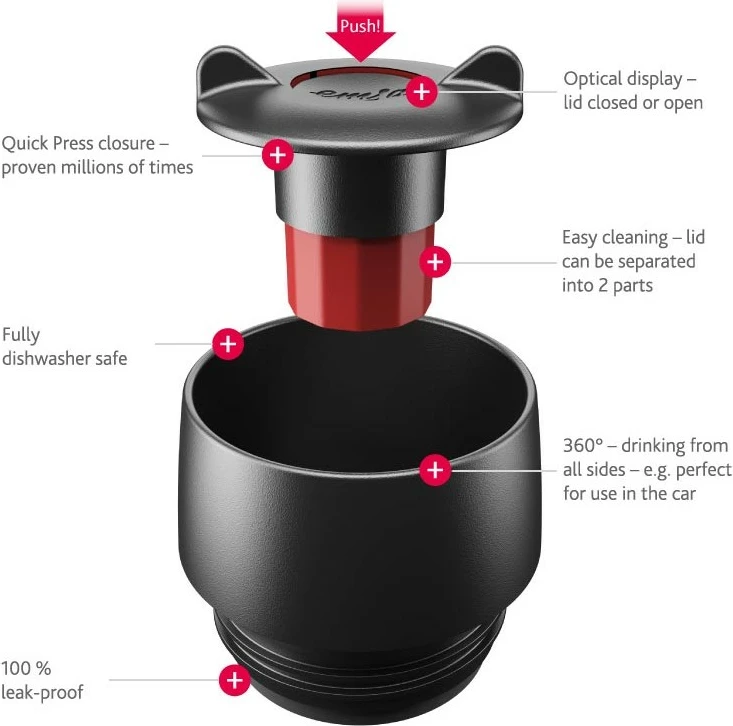 Termos Emsa Travel Mug Standard-Design Grande, 0.5L, e kuqe