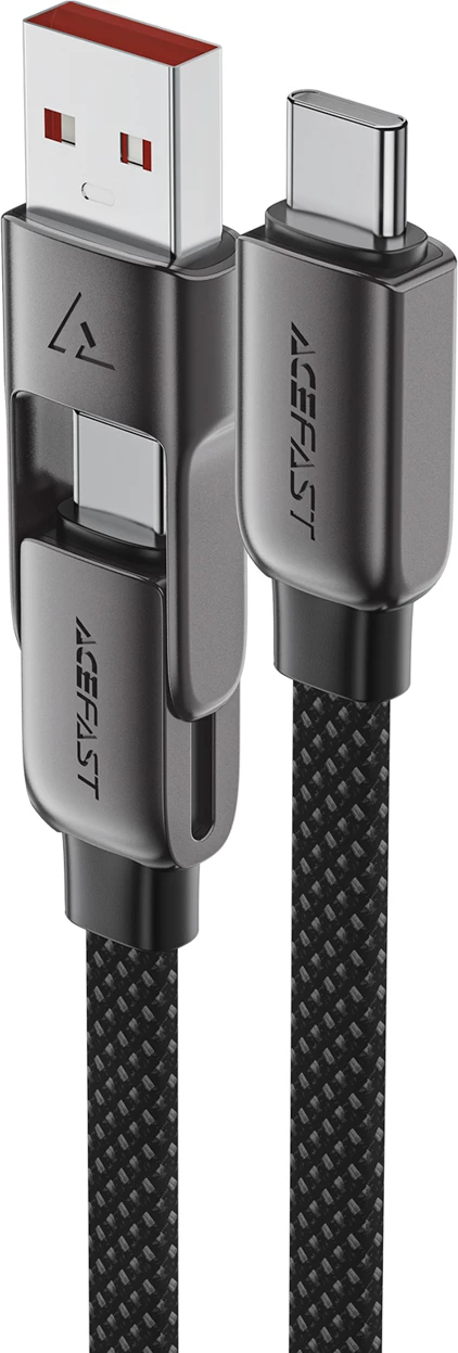 Kabllo Acefast C13-04 USB-C në USB-A/USB-C, 1.2m, 480Mb/s, 3A, e zezë