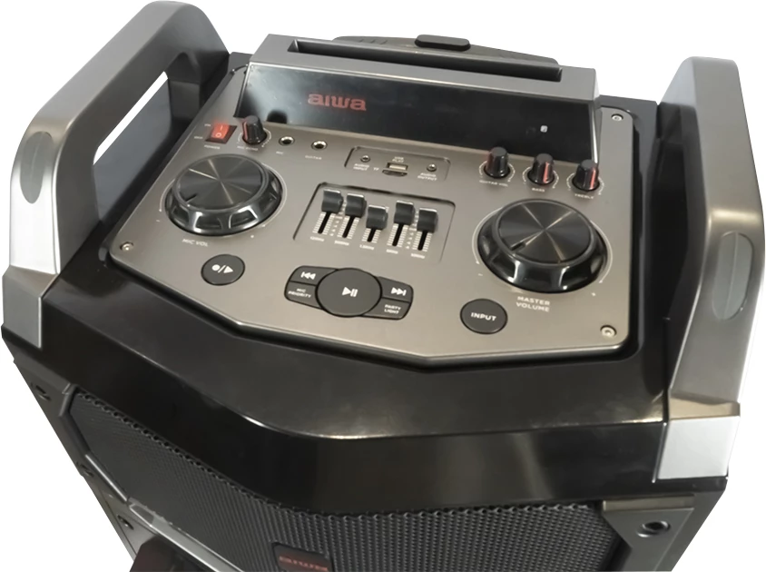 Altoparlant Bluetooth Aiwa KBTUS-900 100W RMS, LED blu, karaoke, set me 2 mikrofonë wireless, i zi