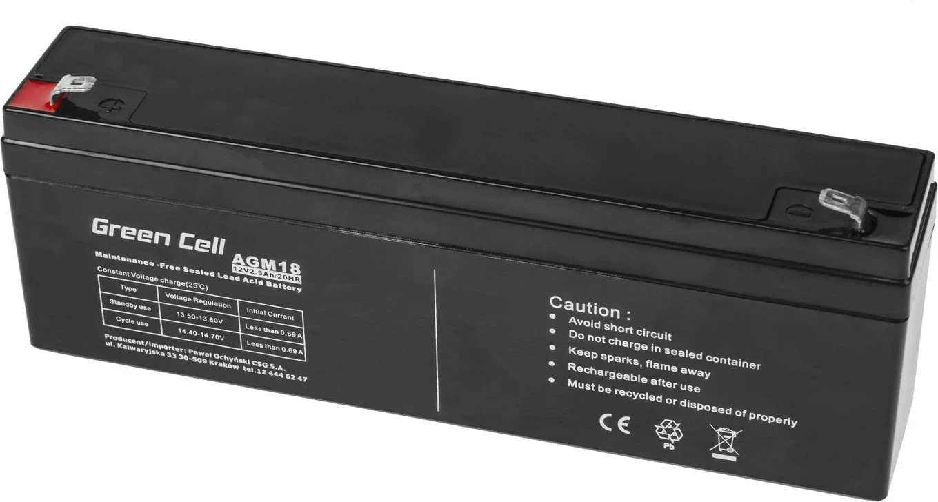 Bateri UPS Green Cell AGM18 12 V 2.3 Ah e zezë