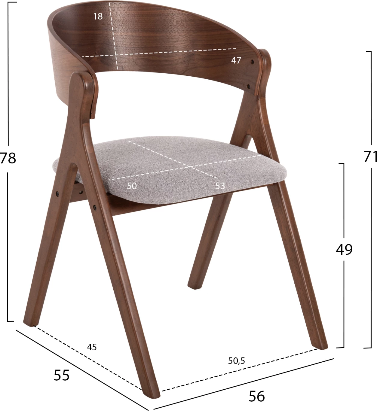 Karrige ngrënieje NEKKER FH9739.02 dru gome ngjyrë arre-bezhë, set prej 2 copë