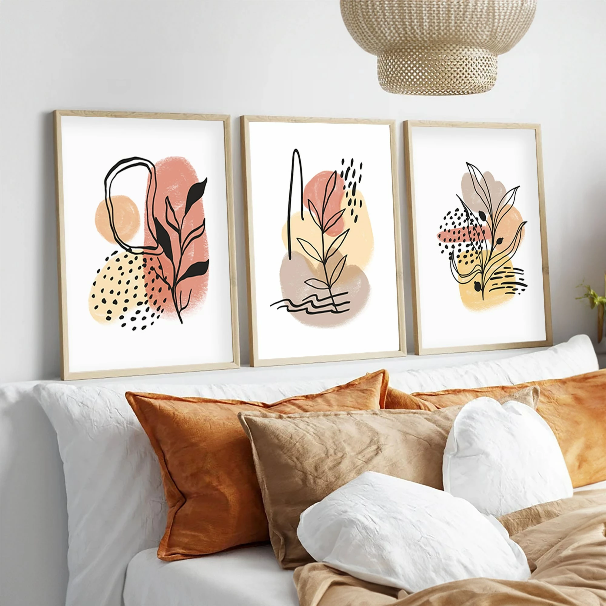 Set pikturash dekorative me kornizë, MDF, shumëngjyrëshe, Wallity, Huhu226, 20x30cm (3 copë)