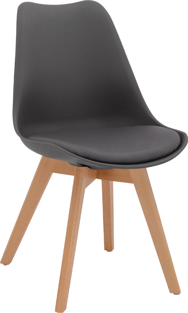 Karrige për ngrënie VEGAS FH0033.03, këmbë druri ahu, ulëse P.P. ngjyrë gri e errët, 45x56x80H cm, set prej 4 copësh