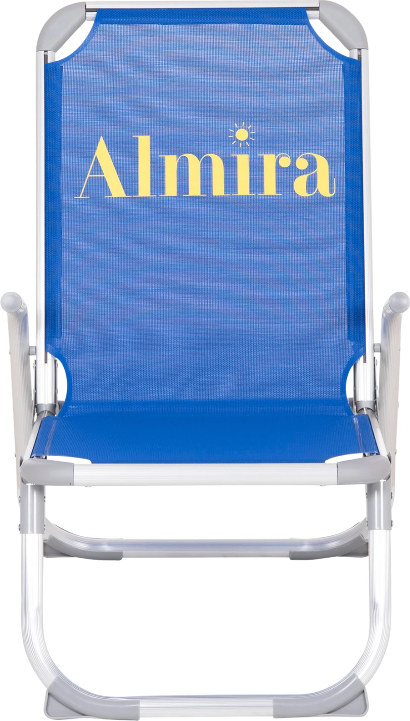 Karrige plazhi e ngritur, alumin i fortë, Almira FH6431.01, tekstilene blu, 53x68x80cm