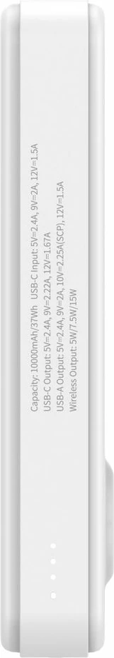 Powerbank Wozinsky WLWP-10KA0Y3WS, 10000 mAh, Qi2, MagSafe, me mbajtëse, Bardhë