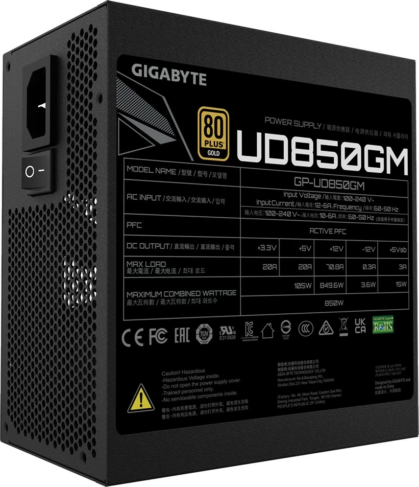 Furnizues energjie Gigabyte UD850GM, 850W, 80 PLUS Gold