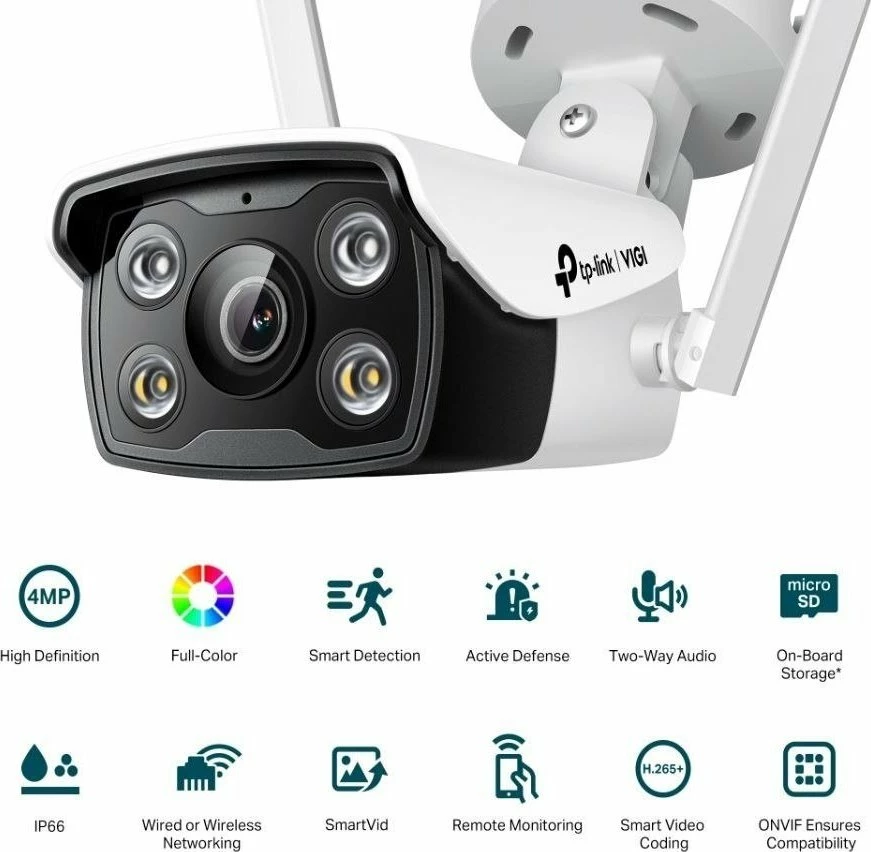Kamerë IP TP-Link VIGI C340-W 4MP Wi‑Fi, IP66, e bardhë, 1 copë