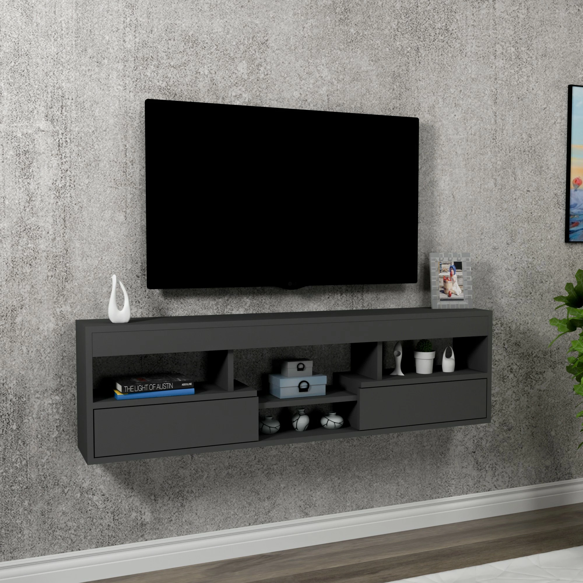Komodë televizori Hanah Home, Lisa, ngjyrë antracit