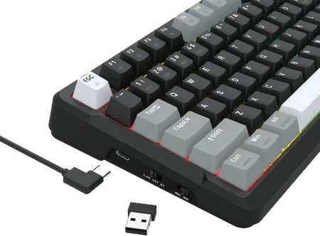 Tastierë mekanike Redragon ARLOKKS QMK K742, 96%, RGB, wireless/wired, anglisht, e zezë