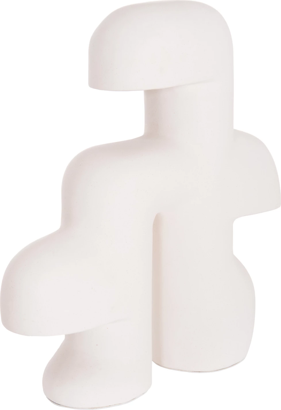 Llambë tavoline skulpturale minimaliste ELBAR, çimento fibrash, e bardhë, 44x12x50cm