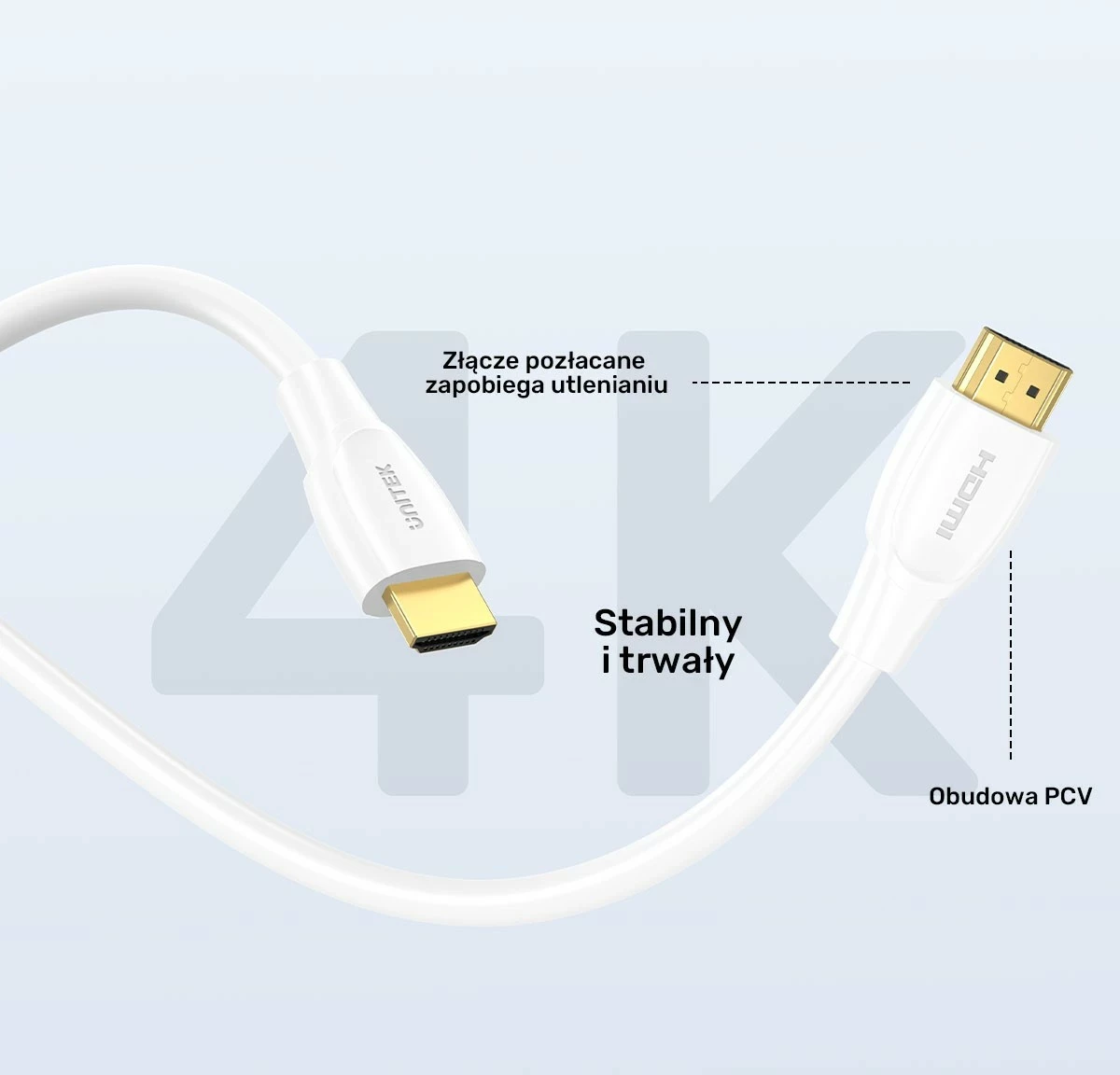 Kabëll HDMI Unitek 2.0 4K, 15m, bardhë