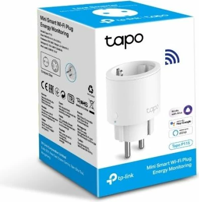 Prizë smart Wi‑Fi TP-LINK Tapo P115 Mini, monitorim energjie, 16A/3680W, e bardhë, 1 copë