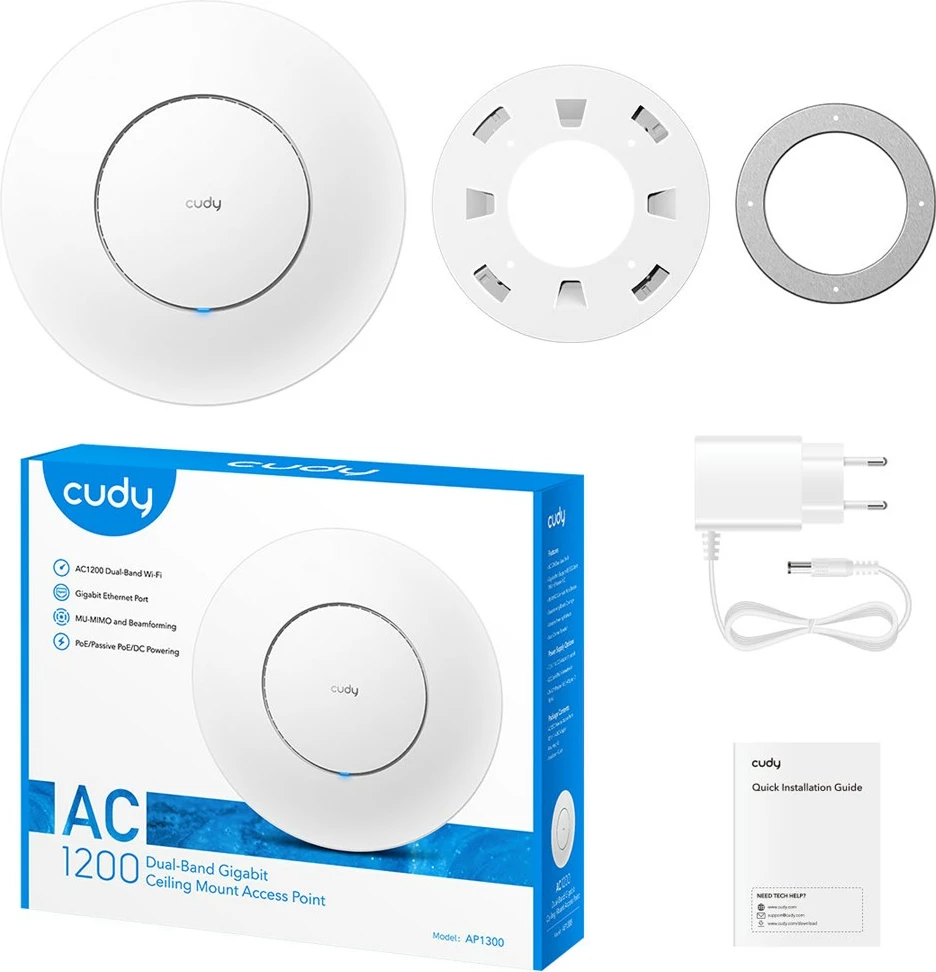 Access Point Cudy AP1300, 867 Mbit/s, Power over Ethernet, Bardhë