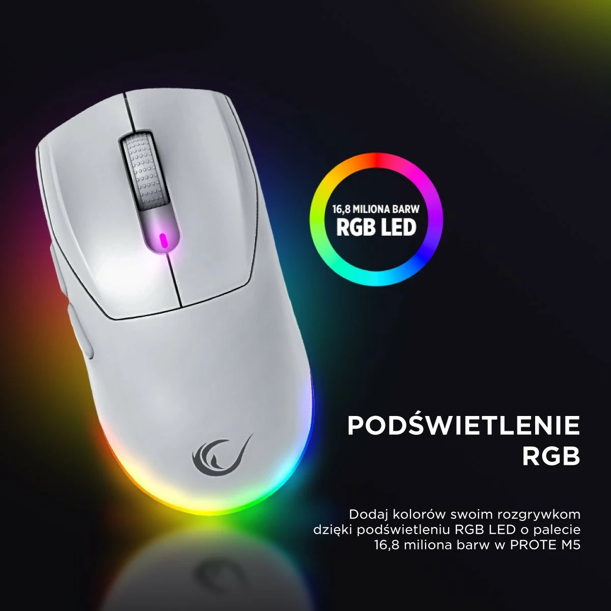 Maus Rampage Prote M5, 24000 DPI, RGB LED, wireless/wired, bardhë