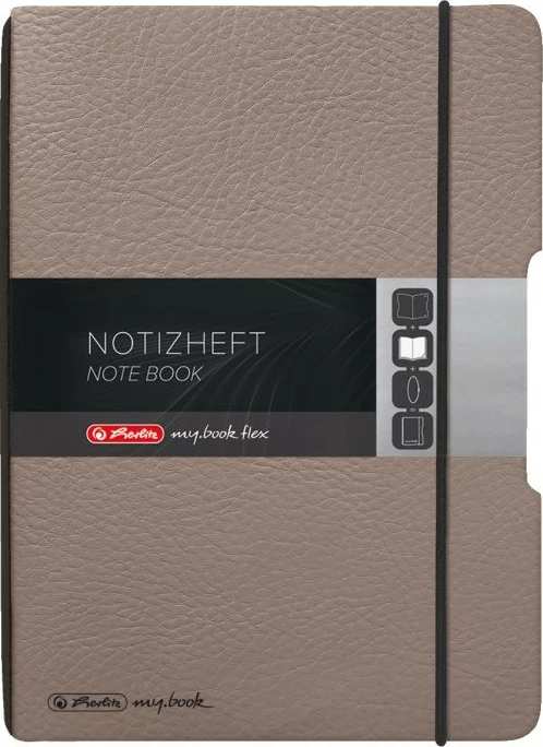 Fletore herlitz Notizheft flex A6, 40 faqe, lëkurë sintetike, taupe