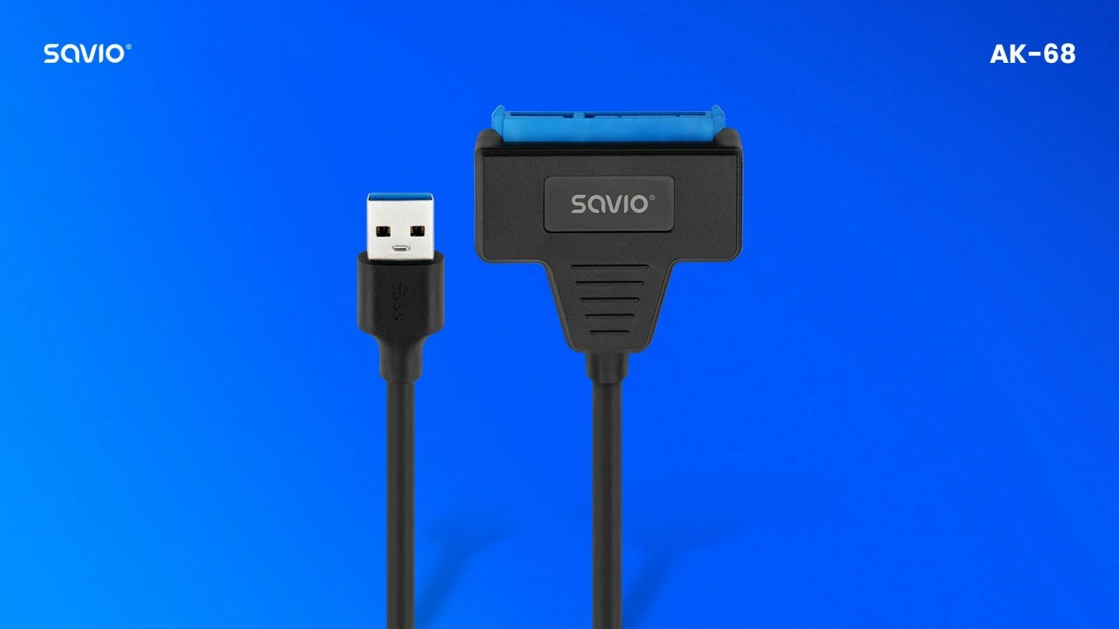 Adapter Savio AK-68, USB-A 3.1 Gen 1 në SATA për disqe 2.5 inç, i zi