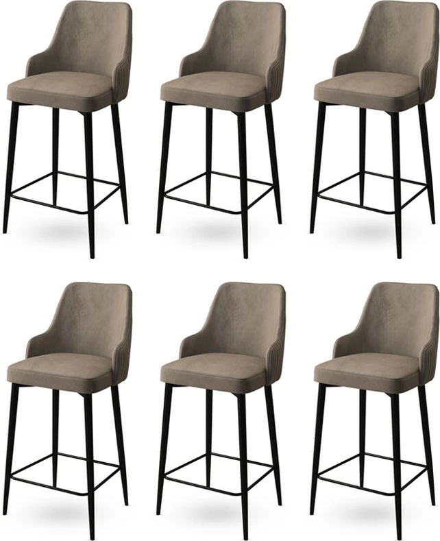 Set karrigesh për bar (6 copë), Hanah Home, Enox, kapuçino, e zezë