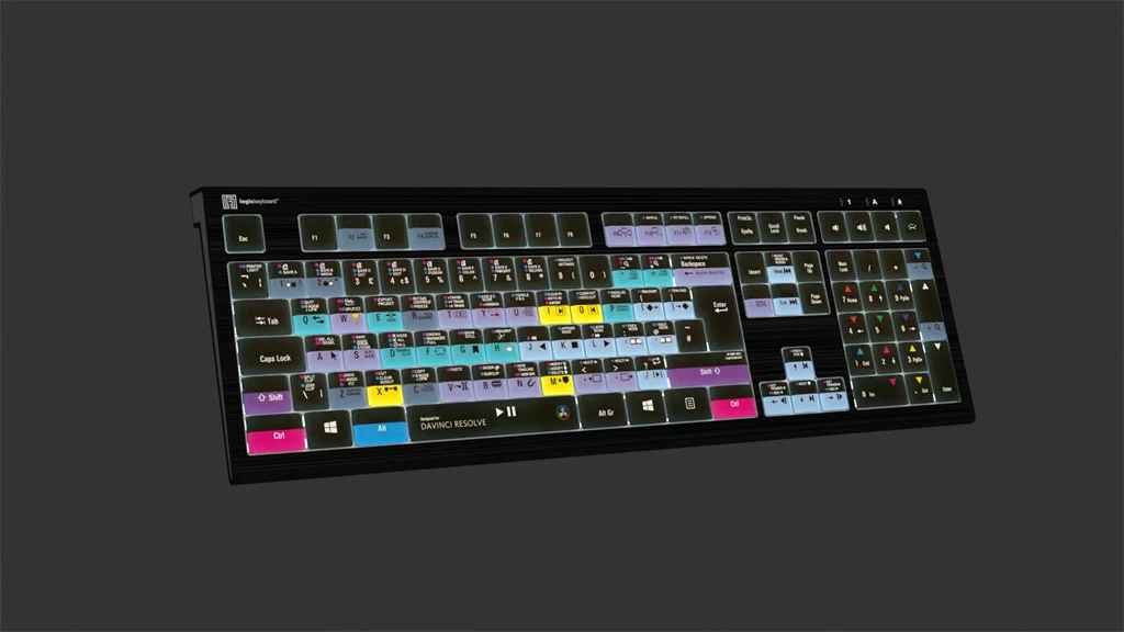 Tastierë LogicKeyboard Astra 2 DaVinci Resolve UK për PC, e zezë