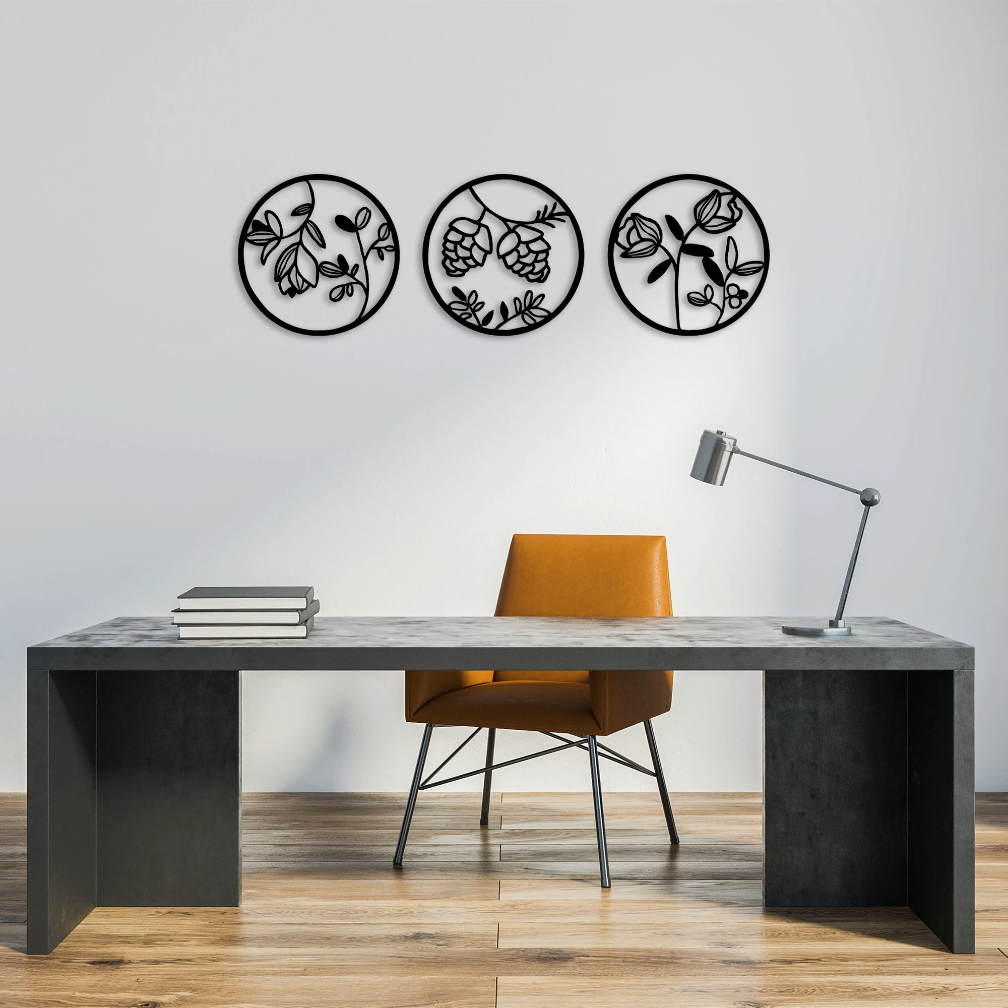 Aksesor dekorativ metalik për mur, Wallity, lule, 306 M