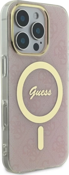 Mbështjellës Guess IML 4G MagSafe për iPhone 16 Pro, Rozë