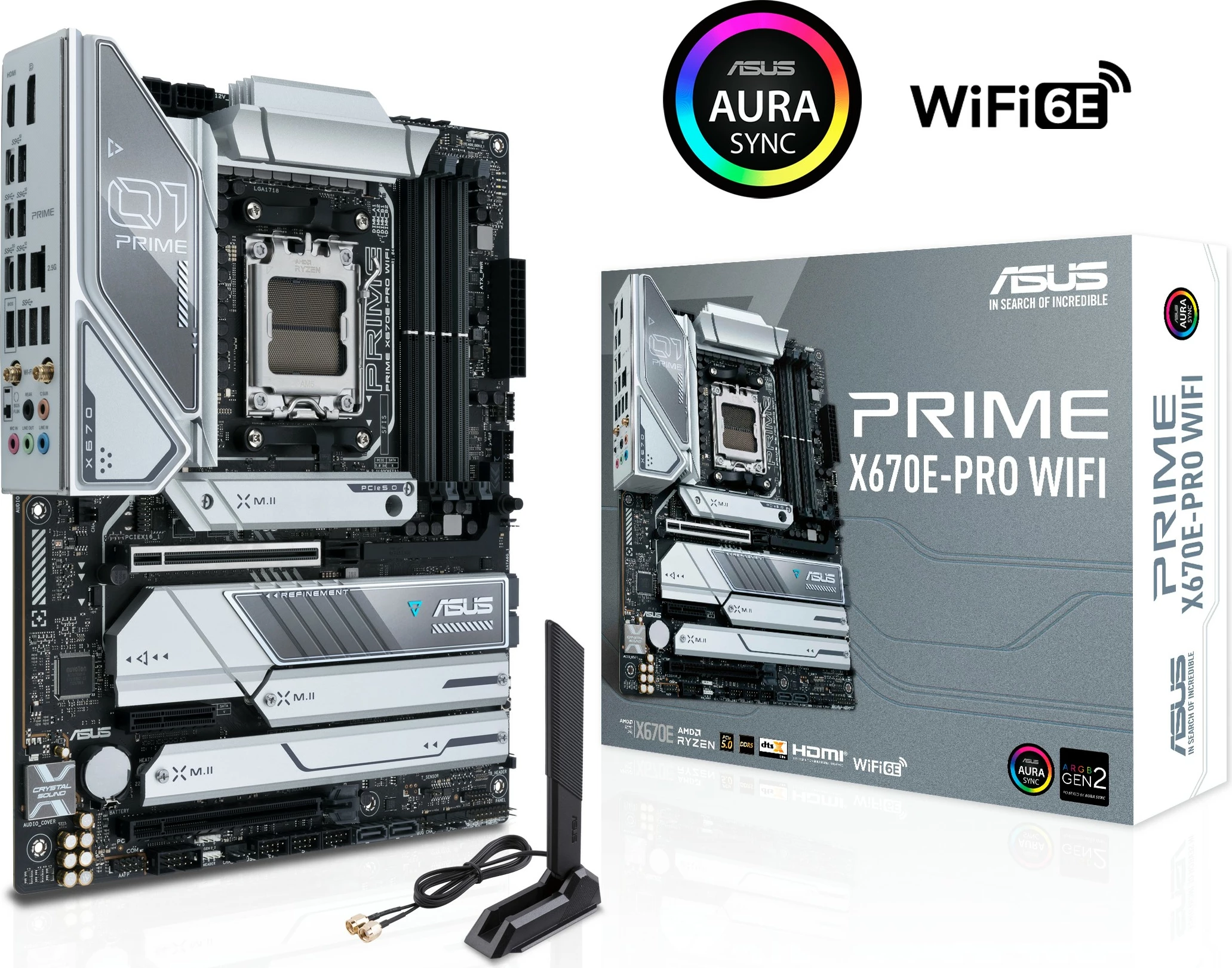Pllakë amë ASUS PRIME X670E-PRO WIFI, AMD, Socket AM5, DDR5-SDRAM, 128 GB, E bardhë