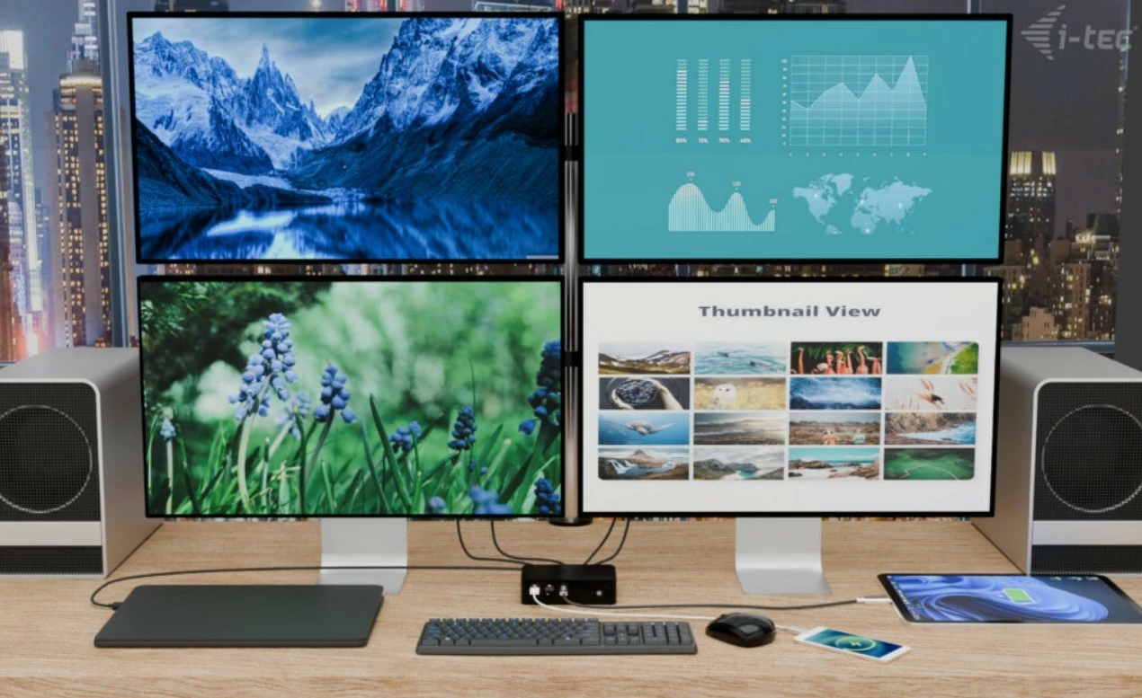 Kasë i-tec Thunderbolt 5 Quattro Display Docking Station, 5x USB, 2.5G LAN, Power Delivery 140W, e zezë