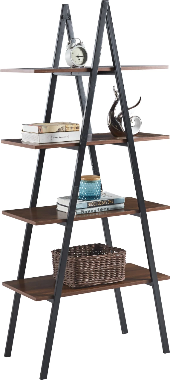 Raft STAM FH18073.04, kornizë metalike e zezë, melaminë ngjyrë arre, 71x38x164 cm